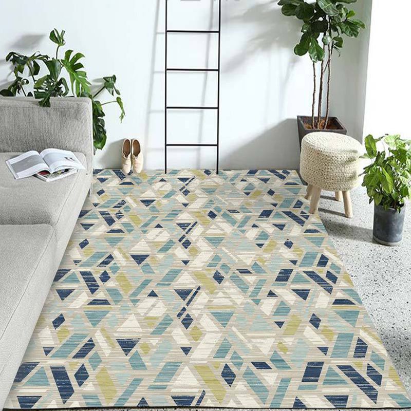Pastel Colorblock Geometric Rug Multi-Color Nordic Carpet Polypropylene Pet Friendly Anti-Slip Backing Stain Resistant Rug for Room