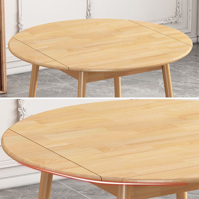 Table à manger ronde contemporaine table en bois massif en caoutchouc avec 4 jambes pour salle à manger