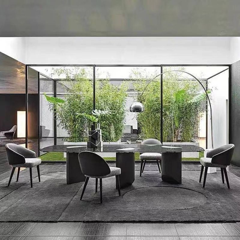 Contemporary Kitchen Parsons Chair Black Metal Legs Dining Chair