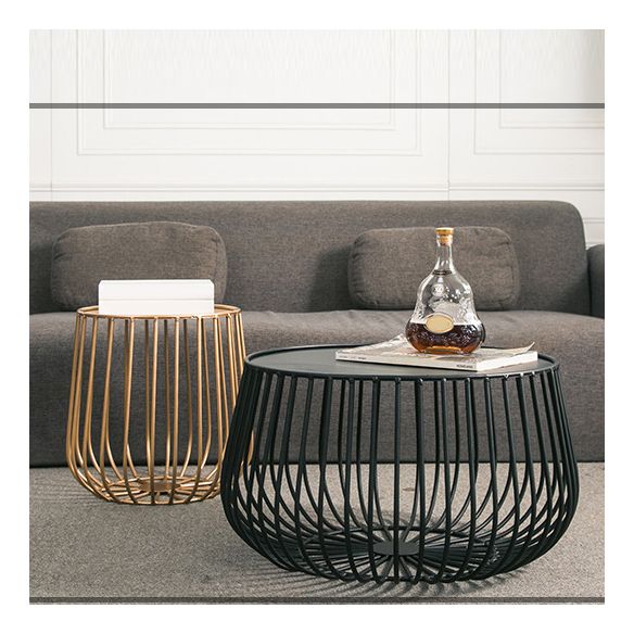 Mid-Century Modern 2 Piece Bunching Tables with Iron Tray Top