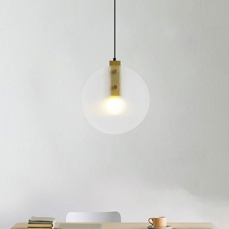 Gold Orb Pendant Lamp Modernist 1 Head Clear Glass Suspension Light for Dining Room