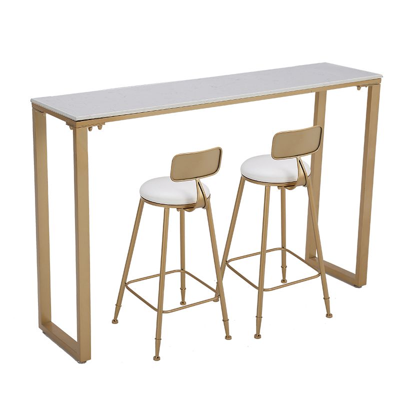 Glam Indoor 1/2/3/4/9 Pub Dining Set Pieces Rectangle White Marble Bistro Set