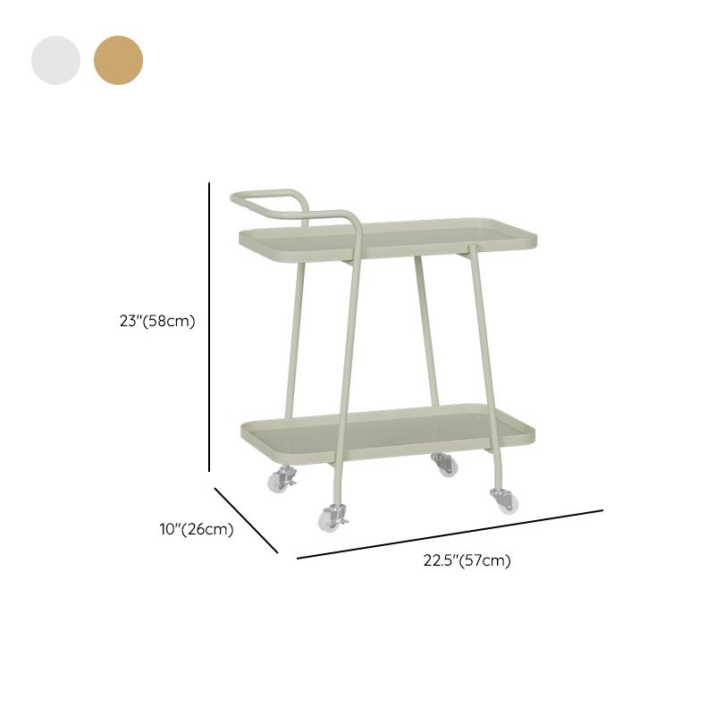 Rectangular Metal End Table with Casters Glam 22.8" Tall Side Table with Shelf