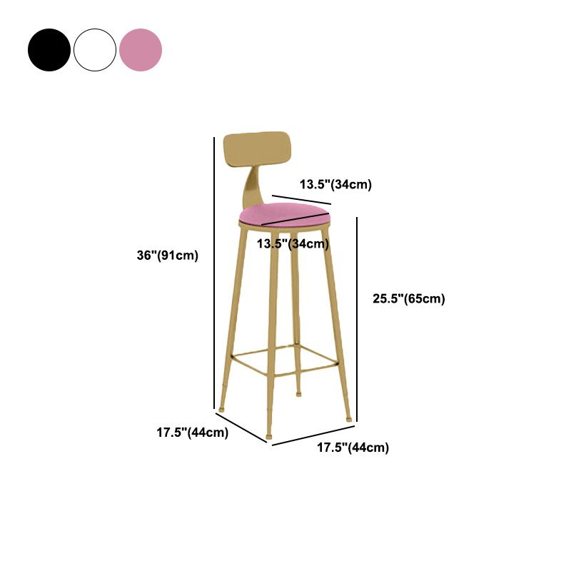 Nordic Glam Bar Stool Round Bar Stool with Metal Legs for Home