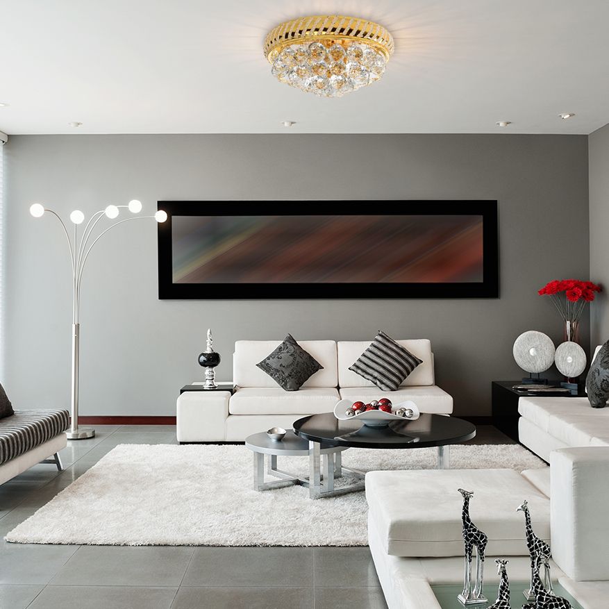 Heldere kristallen bol inbouwkroonluchter met ronde kap Modern 14"/18" W 3/4/5 koppen Inbouwlicht in goud