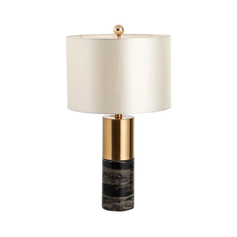 Lampada da notte con paralume dritto Lampada da tavolo moderna in tessuto a 1 testa Nero/Grigio/Bianco per camera da letto, 12,5"/15" W