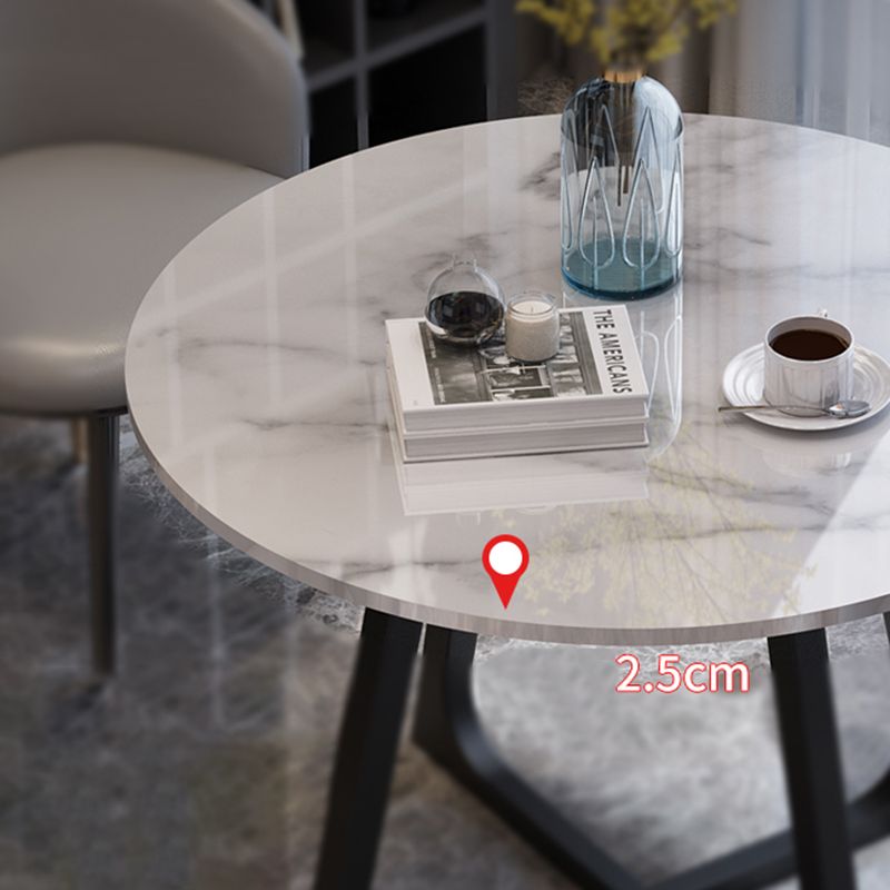 Wooden Dining Room Table for 2 Person Round Tabletop with Metal Pedestal Base