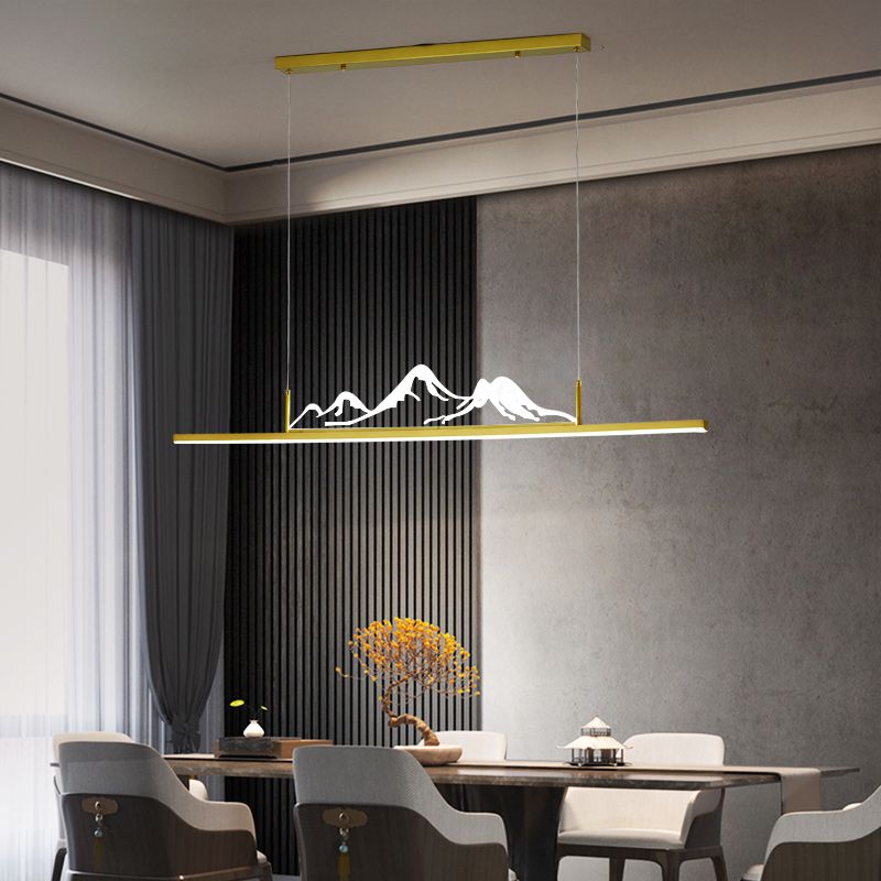 Luz de metal lineal lámpara de luz contemporánea 1 luz colgante de cocina ligera