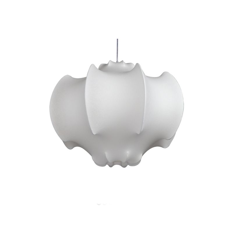 Shaded Fabric Suspended Lighting Fixture Modern-Style White Ceiling Hung Fixture