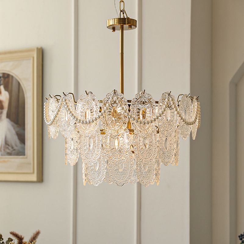 Contemporary Style Geometry Pendant Chandeliers Glass Hanging Light Fixtures in Gold