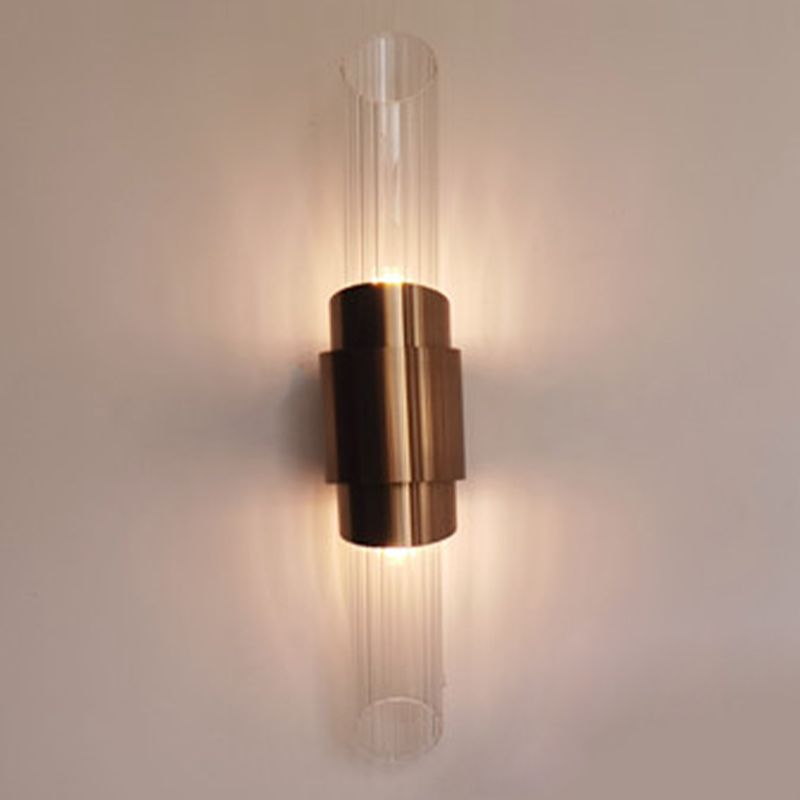 American Style Cylinder Shape Vanity Light with Glass Shade for Shower Room