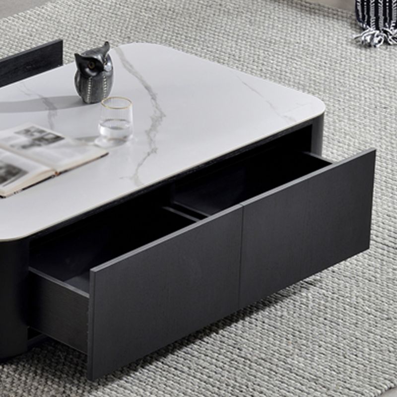 Square Square Block Base Design Slate Plate Table Plate with Drawer Coffee Table
