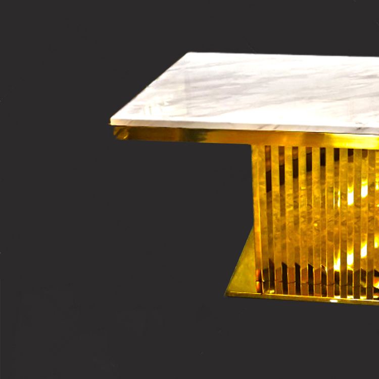 Metal Traditional Luxury Rectangle Indoor Table Marble Top Table with Pedestal