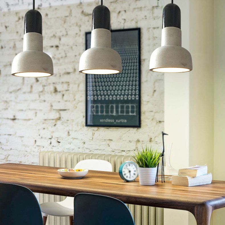 5 Zoll breites Mini-Zement hängend hängender fackelförmiger nordischer Beton 1-Licht-Anhänger für Schlafzimmerkorridor