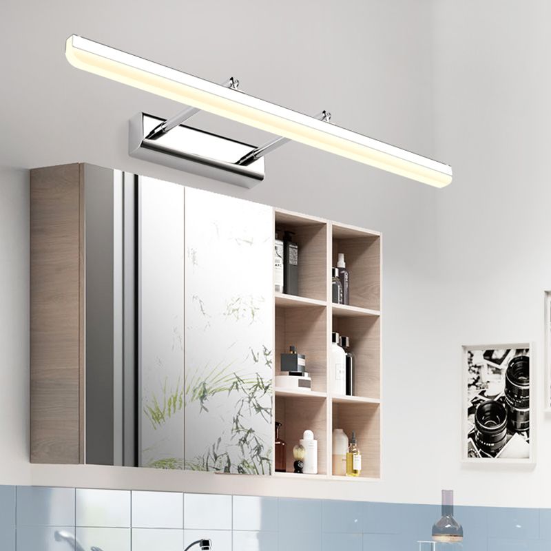Pronzo della parete a led in argento acrilico in moderna lampada a parete regolabile in acciaio inossidabile per bagno per bagno