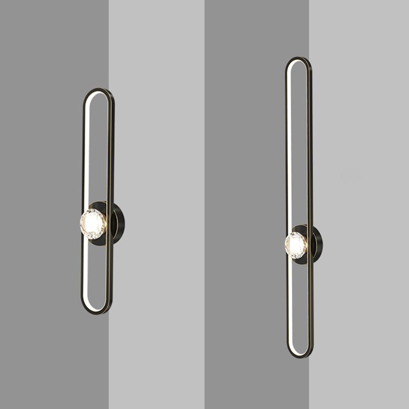 Modern LED Metal Wall Sconce Linear Shape Wall Light with Acrylic Shade for Bedroom