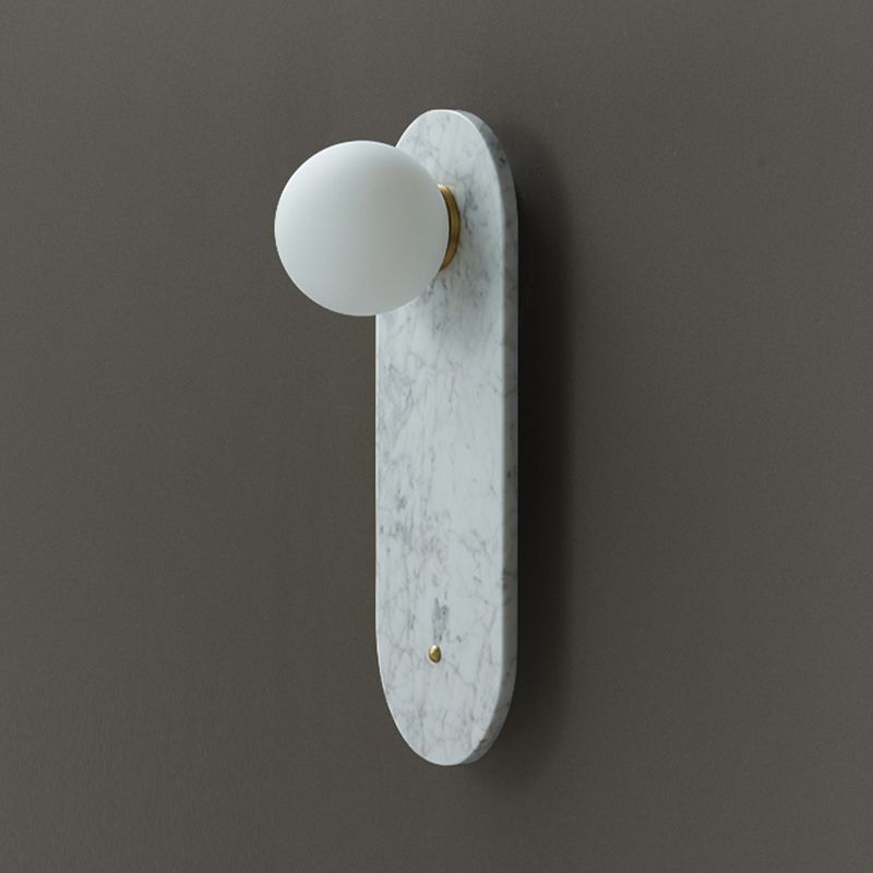 Nordic Style Marble Wall Light Geometric 1 Light Wall Sconce with Glass for Bedroom