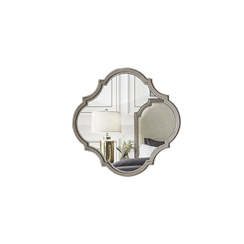 Traditional Mirrored Vanity Set Light Brown Solid Wood Dresser
