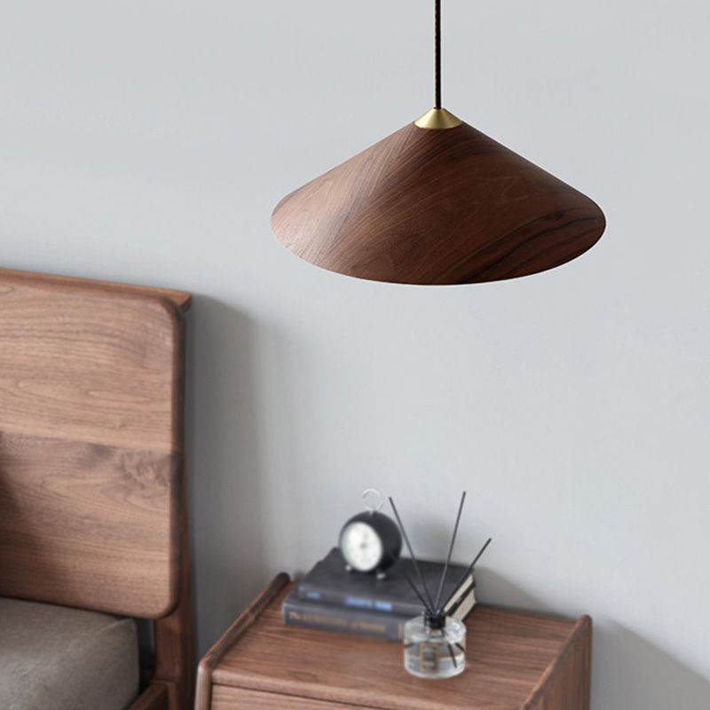 Moderne eenvoud 1 hoofd hangende licht houten kegel hanglamp voor eetkamer