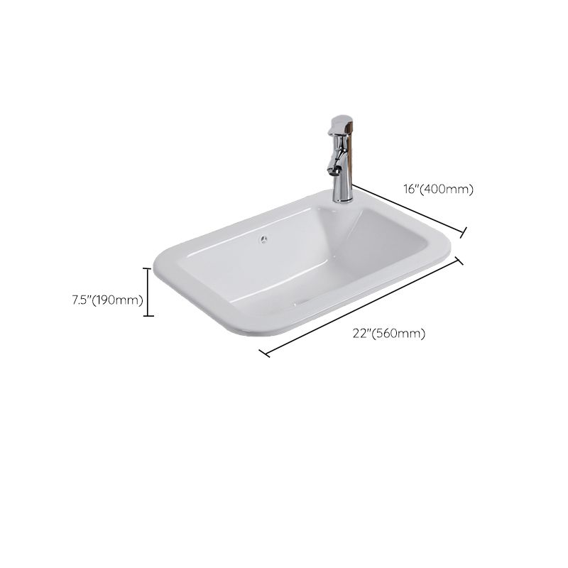 White Drop-in Bathroom Sink Porcelain Wash Stand with Shut-Off Valve