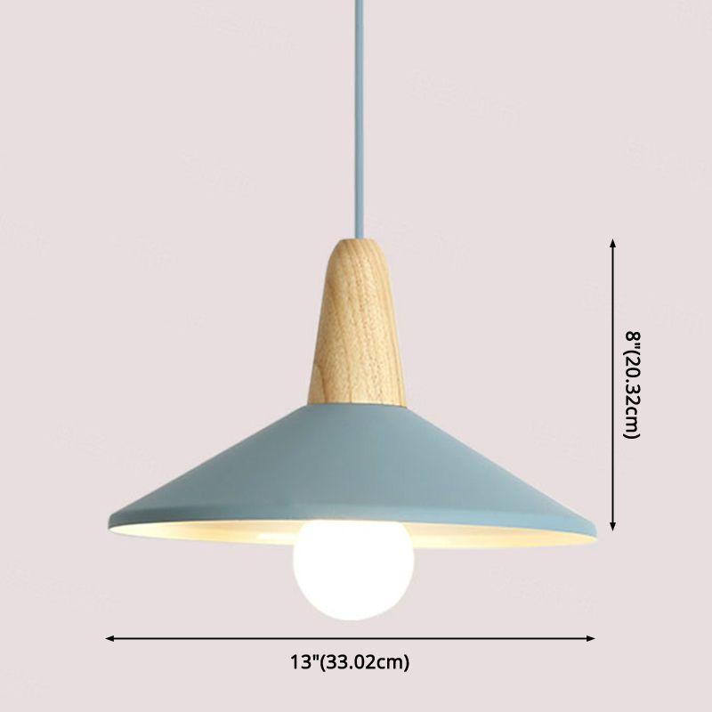 Metal 1 Light  Hanging Light Nordic Style Restaurant Ceiling Pendant Lamp with Wooden Top