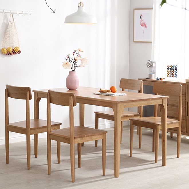 Rechteck Eiche Holz Esstisch Moderner Küchentisch in der Natur mit 4 Beinen