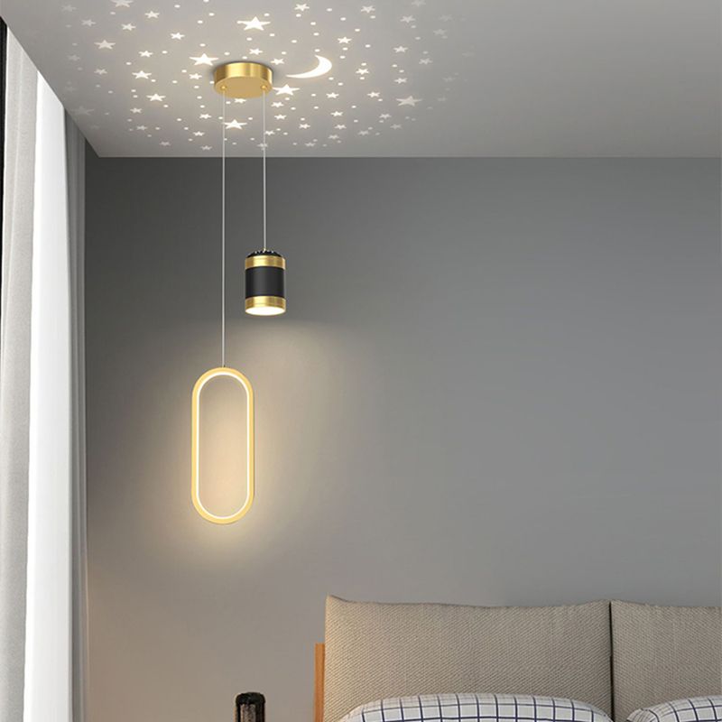 Metal Geometric Pendant Light Modern 2 Lights LED Hanging Pendant for Living Room