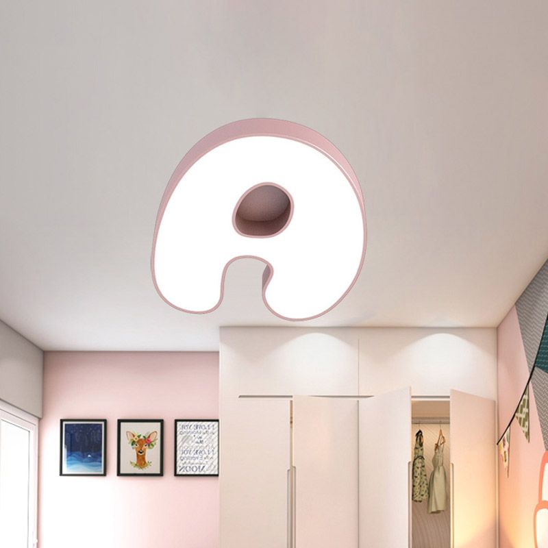 Led Kids Bedroom Close to Massimale Light Cartoon White Flush Light con A/B/D-Letter Acrilico Shade