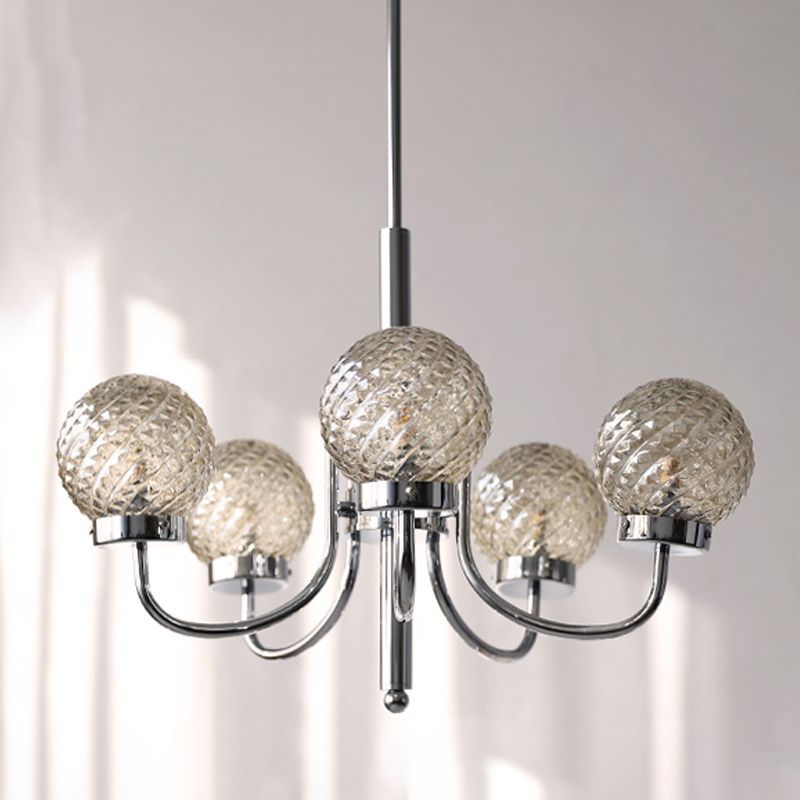Silver Hanging Pendant Lights Modern Glass Circle Hanging Lamps for Living Room