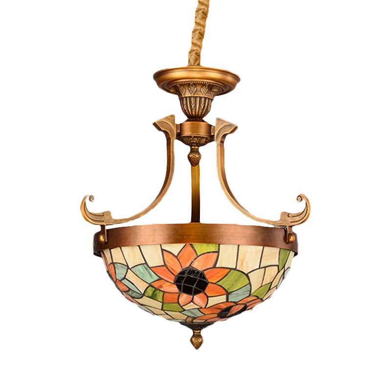 16 "/ 18" W fleur / feuille luminaire luminaire 3 lumières Kit de lampe suspendue victorienne en verre victorien en blanc pour le couloir