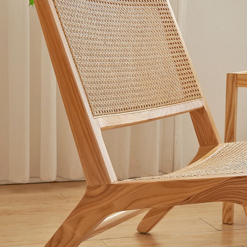Woven Back Side Chair Solid Wood Lounge Accent Chair with Legs