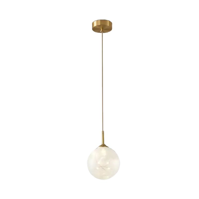 Moderne bol plafond hanger glazen eetkamer led suspensielamp in messing
