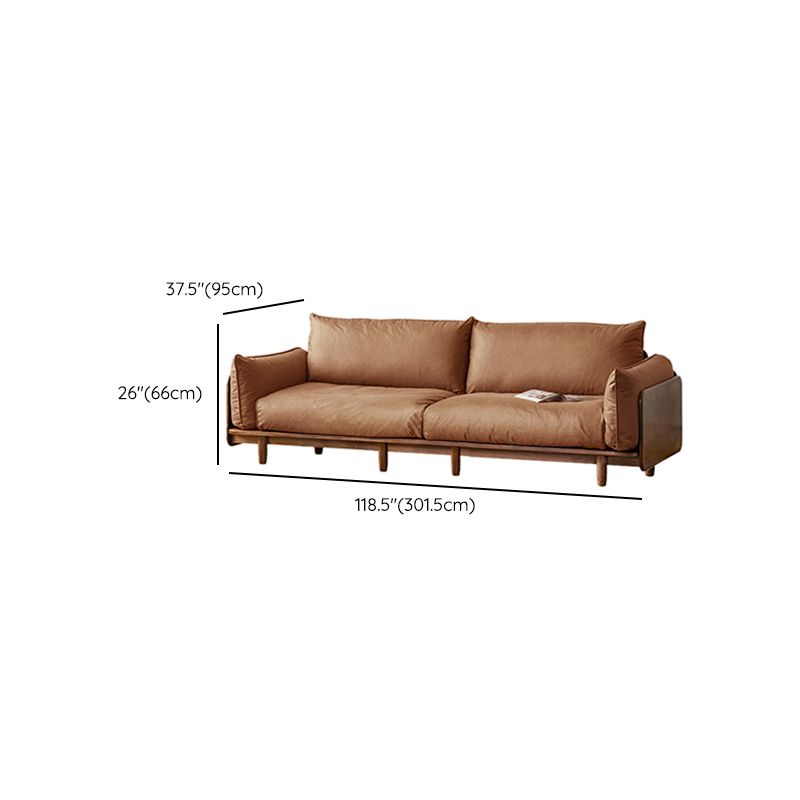 Standard Solid Wood Square Arm Sofa with Cushions Back for Living Room