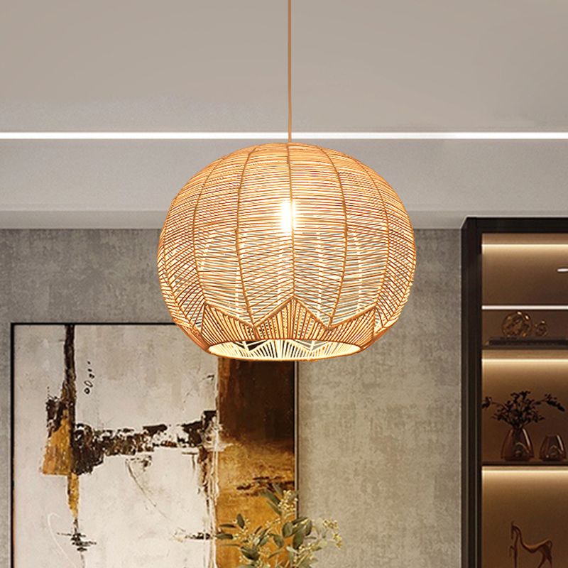 Contemporary Rattan Hanging Light Dome Pendent Lighting Fixture for Dining Room