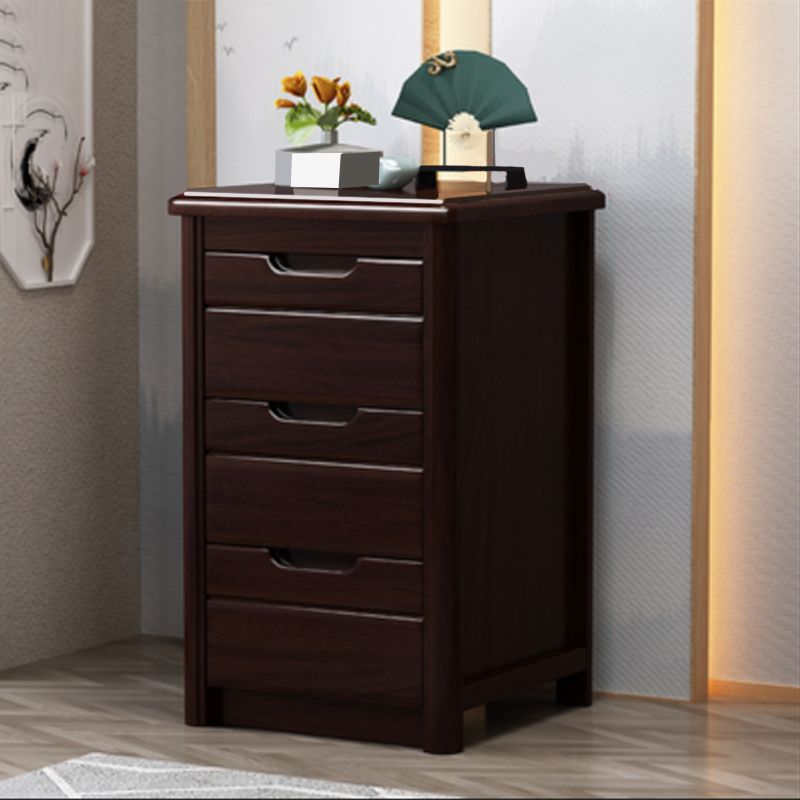 27 Inch H Nightstand Modern Solid Wood 3-Drawer Night Table in Brown