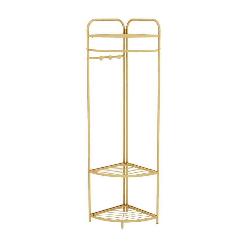 Contemporary Style Coat Hanger Multilayer Shelves Metallic Entry Coat Rack