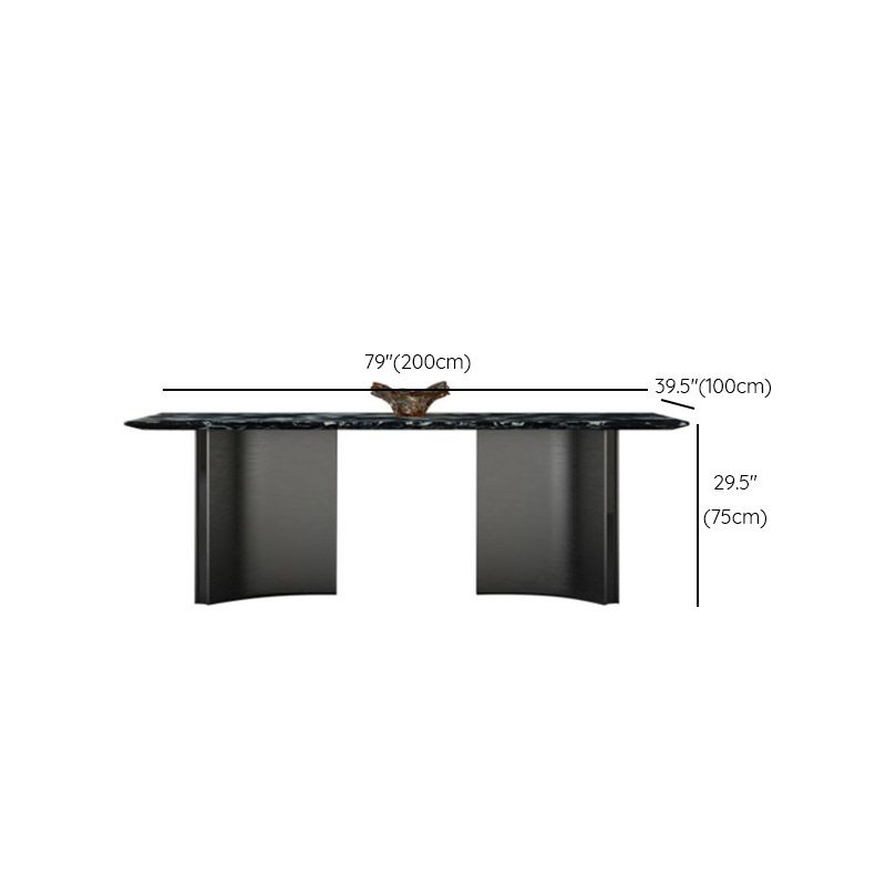 Modern Stone Rectangle Dining Table Stainless Steel Base for Dining Room