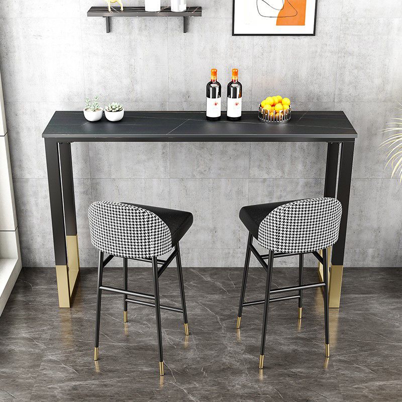 Glam Style Bar Table 42-inch Height Stone Top Bistro Table with Gold Pedestal