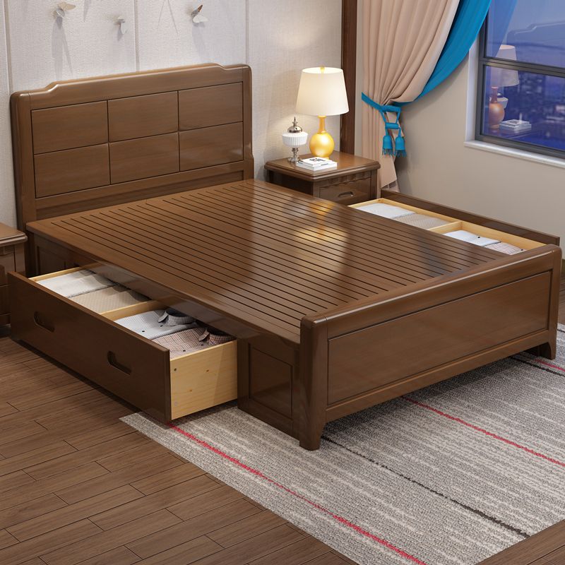 Scandinavian Solid Wood Standard Bed Natural Bed with Headboard