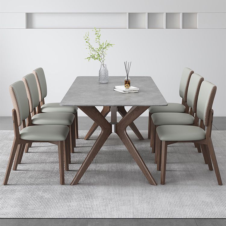 Medieval Modern Stone Dining Table Trestle Base Table for Dining Room