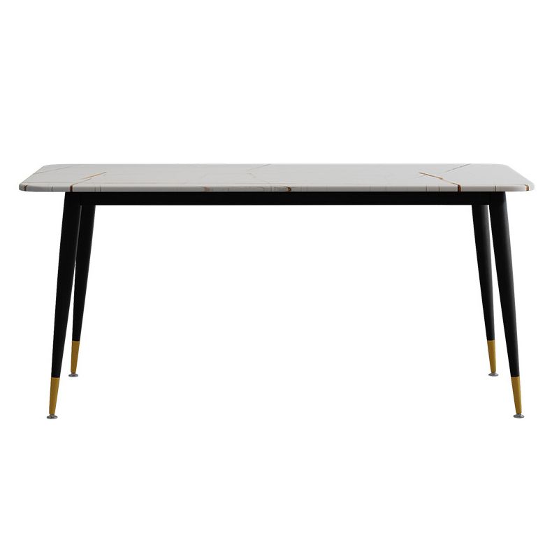 Modern Sintered Stone Rectangle Shape Dining Set White & Black Standard Dining Set for Kitchen