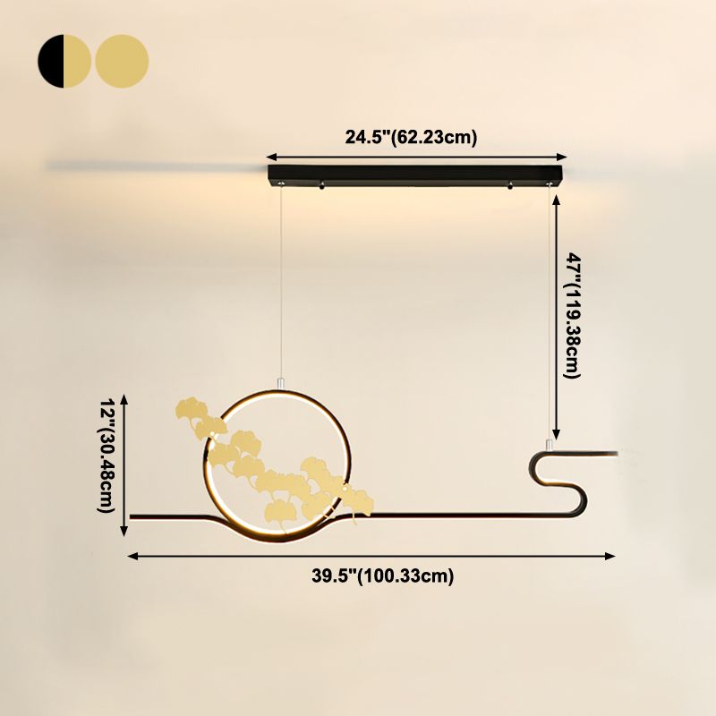 Luces de isla de forma lineal Estilo moderno Metal dos luces colgantes de luz