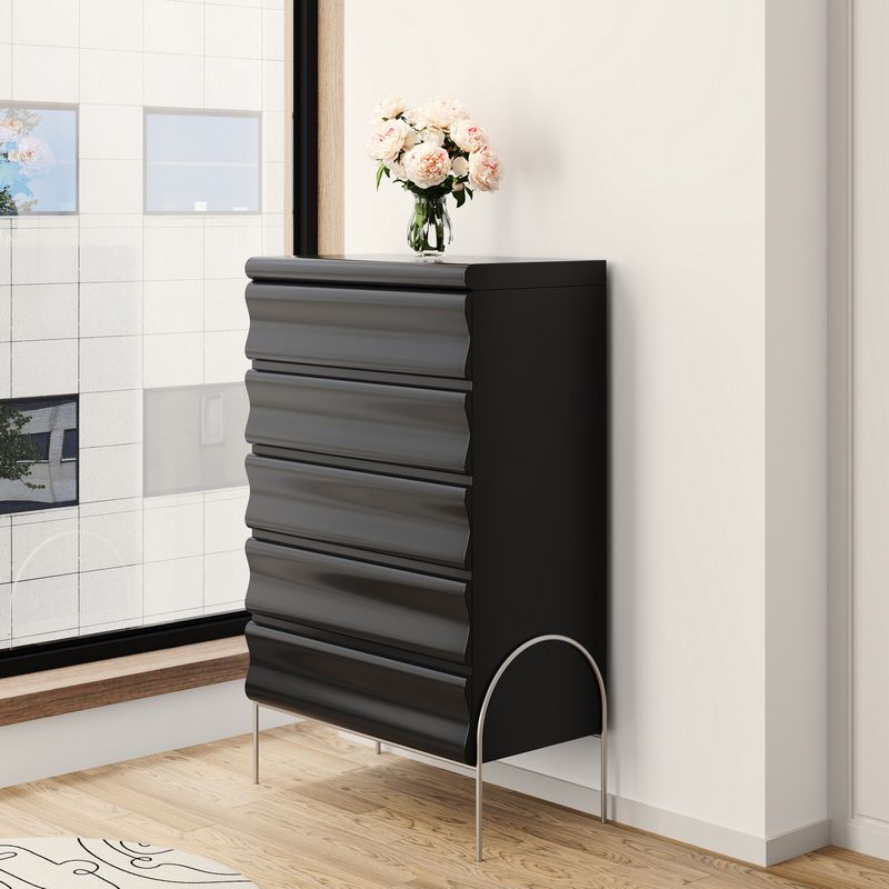 Contemporary Dresser Wooden Storage Chest Dresser with 5 Drawers