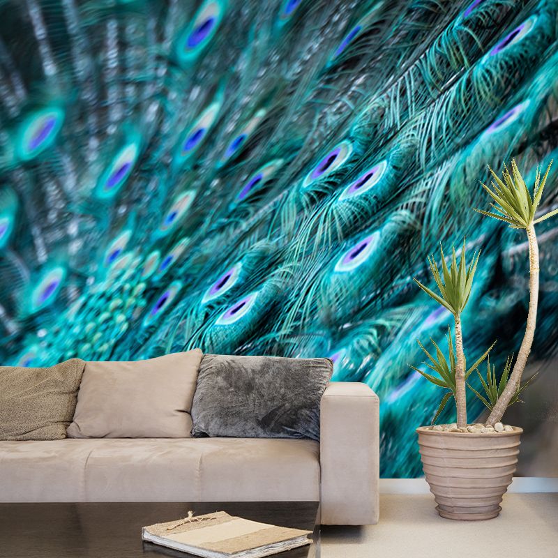 Tropical Peacock Feather Wall Covering Murals Sitting Room Wall Decor, Waterproofing