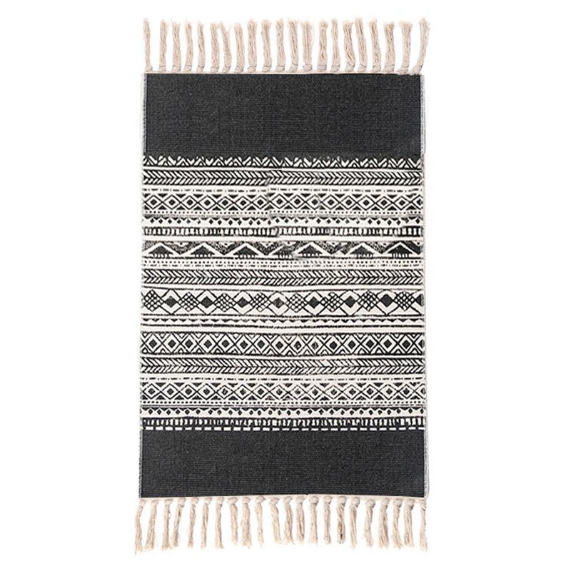 Multi-Color Southwestern Rug Cotton Geometric Printed Area Carpet Easy Care Pet Friendly Indoor Rug for Bedroom