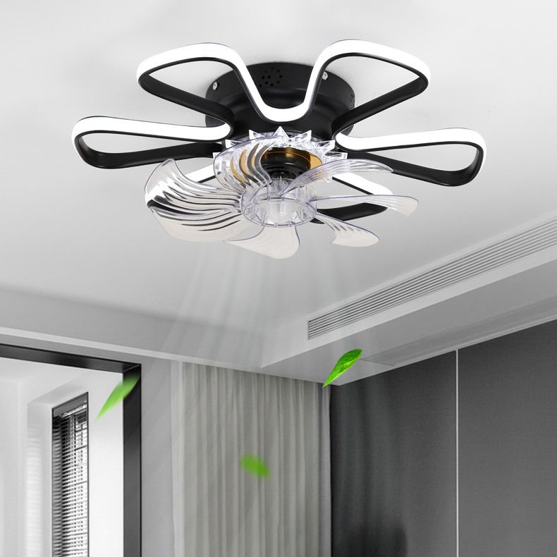 7-Blade Children Ceiling Fan LED Polish Finish Fan with Light for Living Room