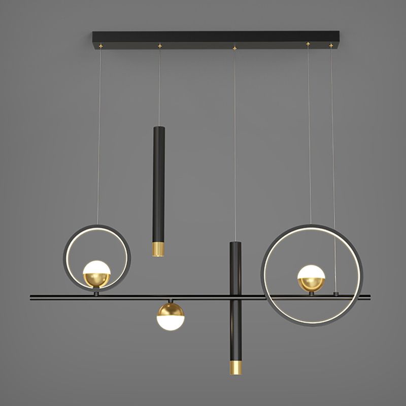 Iluminación colgante lineal luces colgantes contemporáneas para isla de cocina con sombra de metal