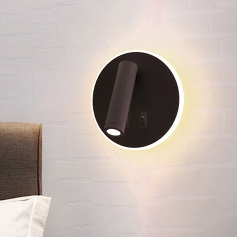 350° Rotatable LED Spotlight Wall Lamp Nordic Minimalism Bedside Reading Lamp with Backplane Night Light Design