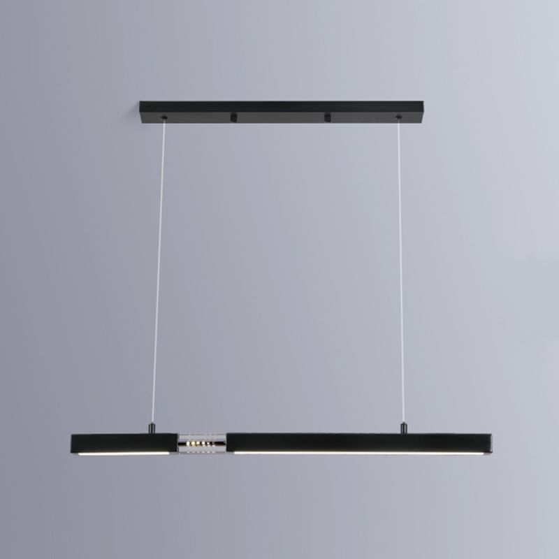 Moderne Rechteckinselinsel Kronleuchter 1-Licht-LED-Anhänger Beleuchtungskörper mit Kristall