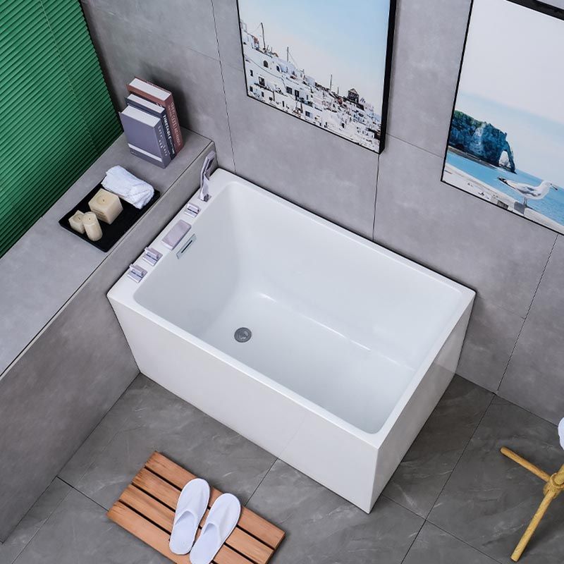 White Acrylic Alcove Bath Tub Rectangular 25" H Bathtub for Home (Without Faucet)